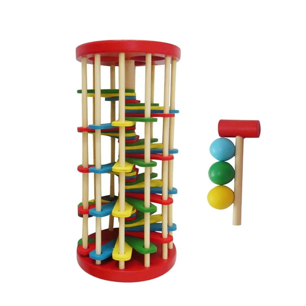 Mazo de banco para golpear para niños, bolas para golpear , colores educativos, rampa de rollo a juego, juguetes Montessori para dormitorio