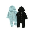 thumbnail image 7 of Suagox Unisex Baby Solid Color Romper, Long Sleeve Hooded Jumpsuit with Pockets for Spring, Fall for 0-24 Months Baby, 7 of 7
