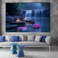 thumbnail image 2 of Mudket Framed,Canvas Wall Art,Ready to Hang, Purple Lotus Candle Zen Landscape Canvas Print, Floral Wall Decor, Relaxing Wall Pictures for Bedroom Bathroom Office Decor - 12"L x 8"W, 2 of 10