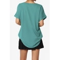 thumbnail image 2 of Women's PLUS Lightweight Woven Dolman Short Sleeve Boat Neck Relaxed Blouse Basic Top, 2 of 7