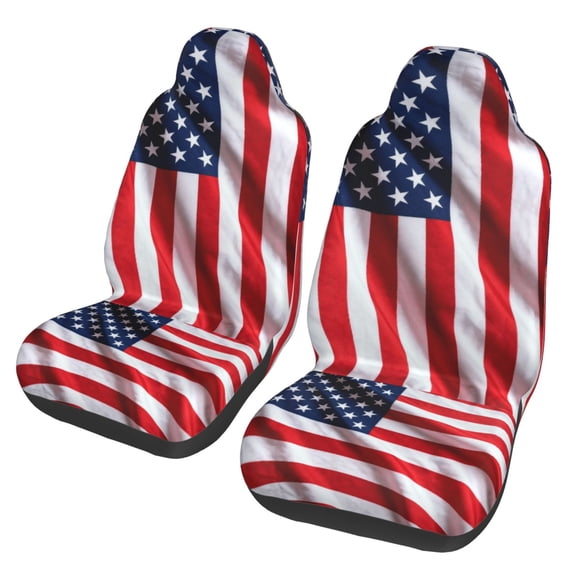 KAKALAD Ruffled American Flag 02 Car Accessories Seat Covers Set Vehicle Seat Covers Universal Front Seats Protector 2 Pcs