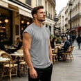 thumbnail image 2 of Mens Summer Shirts Cap Sleeve Crew Neck Workout T Shirts Casual Loose Fit Gym Tees, M, 2 of 7
