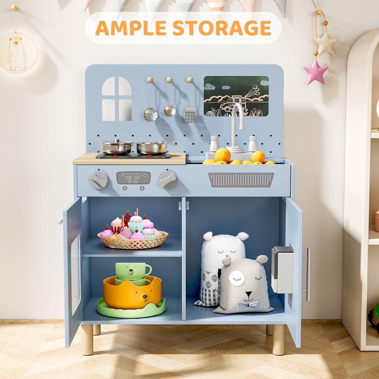Arlopu Kids Play Kitchen, Interactive Wooden Set photo 6