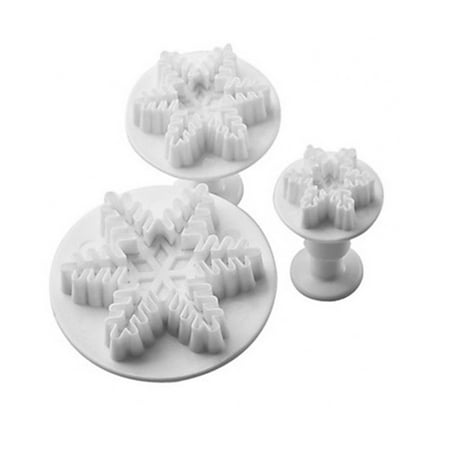

Spring hue 3Pcs Snowflake Cake Decorating Fondant Plunger Cutters Mold Mould Cookies Tools