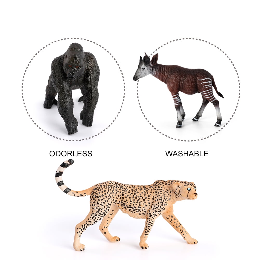 Volnau Safari Animal Figurines Toys 13PCS Africa Figures Preschool Education Lion Jungle Forest King