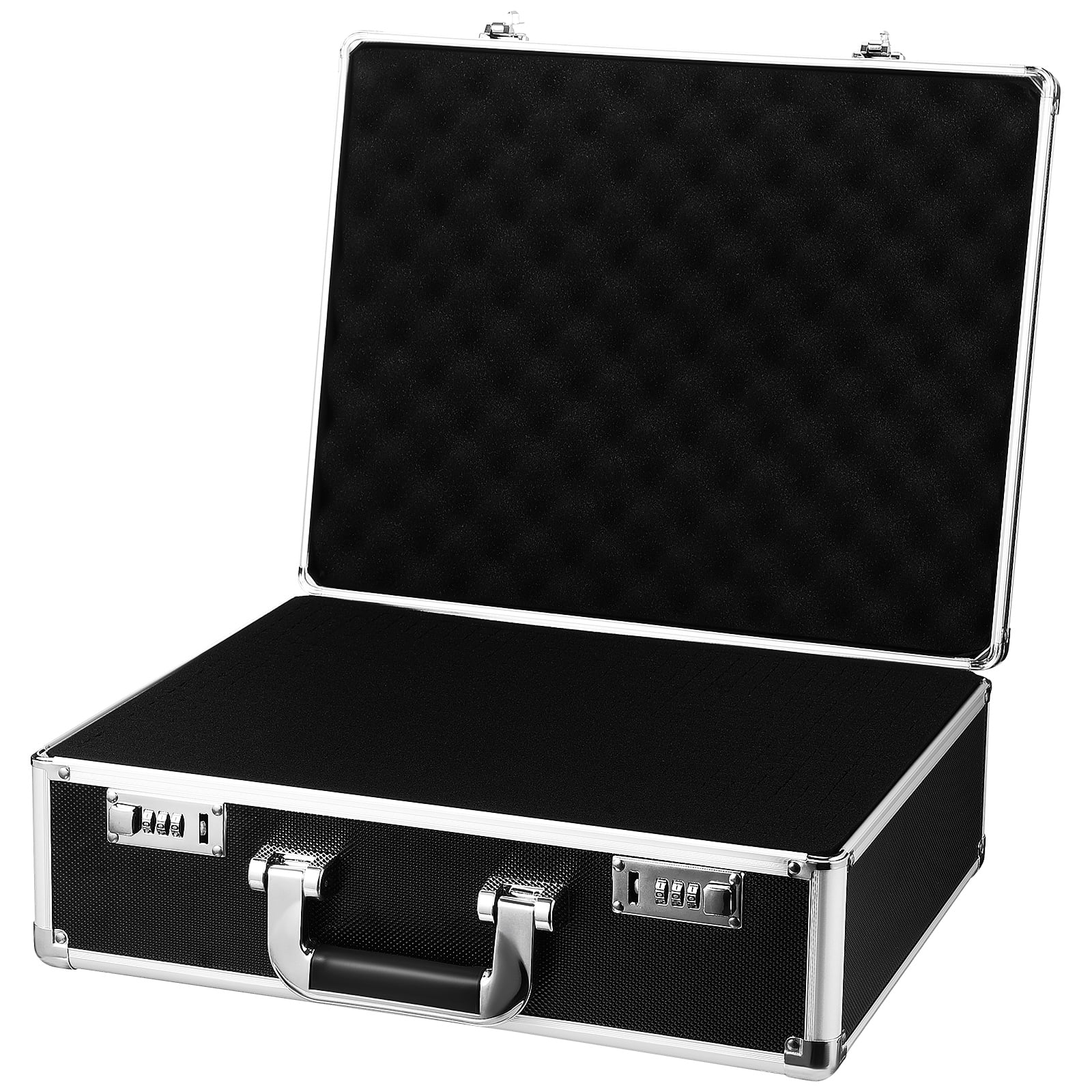 Weiweiguan Black Aluminum Briefcase with Lock for Travel (16.5 X 12.9 X 5.5 in)