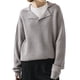 thumbnail image 1 of Suéteres de Punto Grueso con Cuello en V para Mujer, Estilo Casual, Cálidos y con Cuello. Gris S, 1 of 9