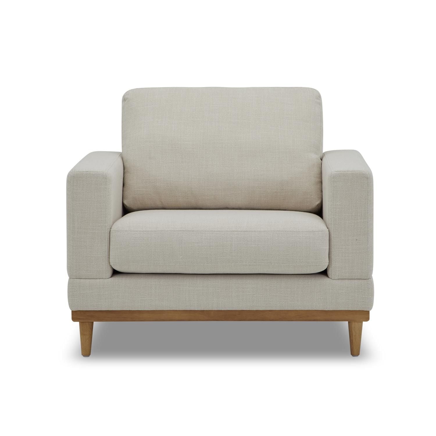 Better Homes & Gardens Springwood Wood Frame Accent Chair, Cream Linen