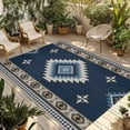 thumbnail image 2 of Outdoor Rug 3x5 ft Blue Tribal Geometric Outdoor Large Area Rug Non Slip Rubber Vintage Boho Native Abstract Front Door Mat RV Rug Carpet Patio Outdoor Rugs for Backyard Balcony Deck Porch Indoor, 2 of 9
