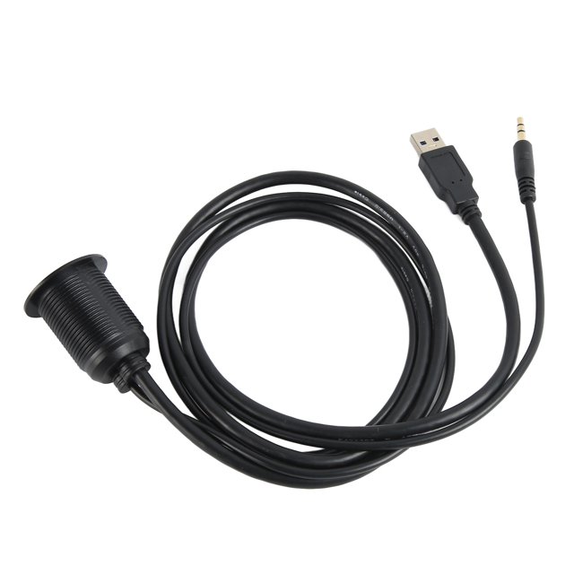USB 3.0 3.5mm Car Mount Flush Cable, USB Dash Mount Cable ABS Material Wide Applicability for Motorbike