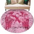 thumbnail image 6 of Pink Ribbon Round Rug 5ft Washable Circle Kitchen Rugs Non Slip Wings Romantic Love Heart Flowers Retro Country Large Area Rug Indoor Floor Carpet for Bedroom Living Room Home Office Dining Room, 6 of 8