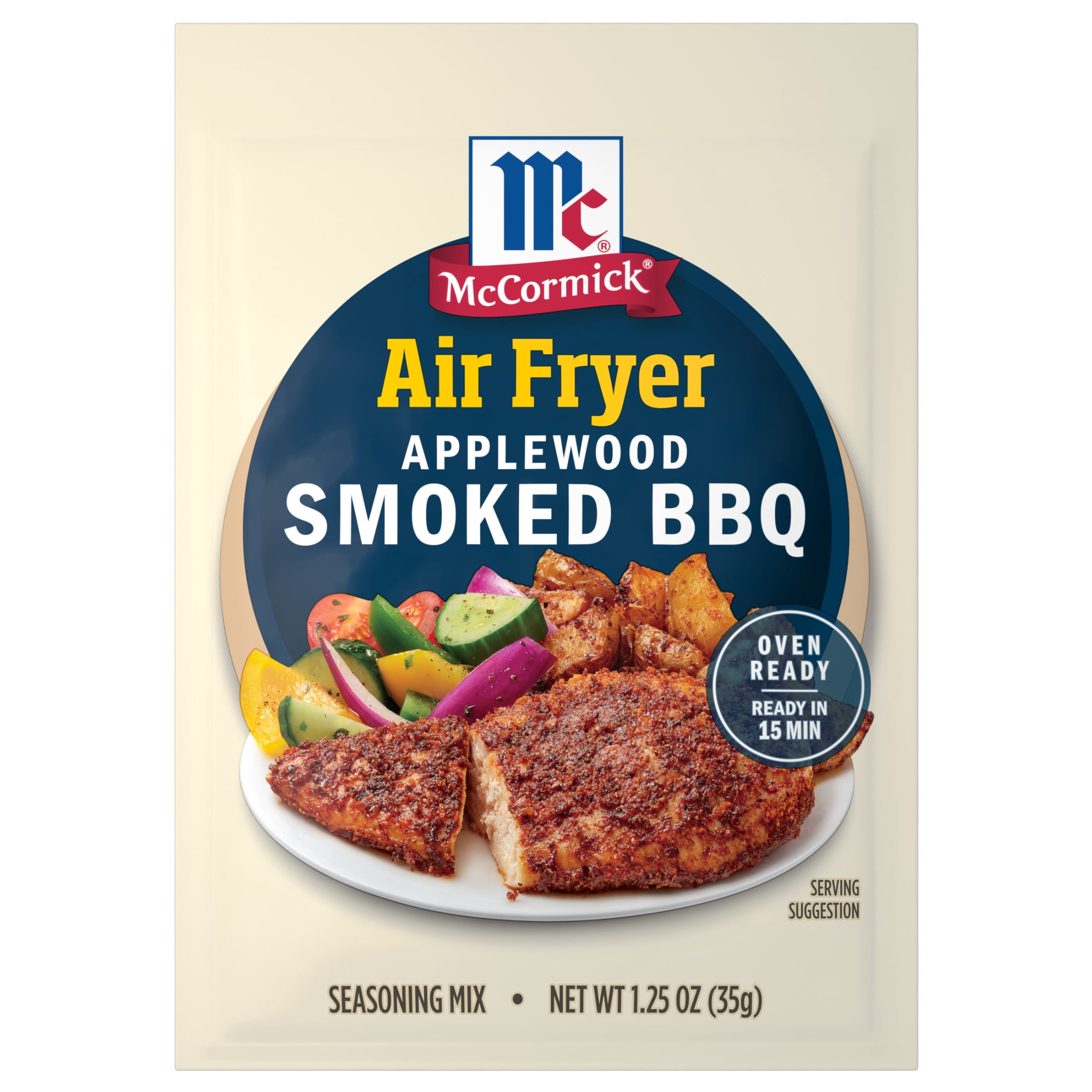 (6 pack) McCormick Air Fryer Applewood Smoked BBQ Seasoning Mix, 1.25 oz Packet