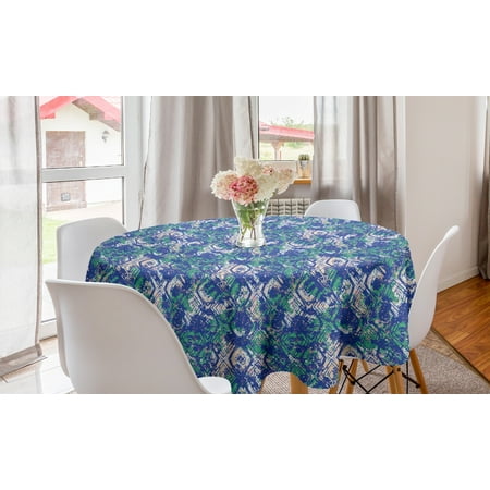 

Abstract Round Tablecloth Rhombus Motif in Paint Splashes Style Pattern with Ethnic Influences Circle Table Cloth Cover for Dining Room Kitchen Decor 60 Blue Green Pale Peach by Ambesonne