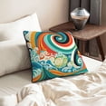thumbnail image 6 of Velvet Decorative Throw Pillow Covers Set of 2, Soft Square Cushion Cover with Invisible Zipper Whimsical Colorful Waves Printing, 20"x20", 6 of 7