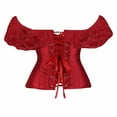 thumbnail image 4 of GILIGEGE Corset Tops for Women with Sleeves Going Out Crop Tops for Women Corset Tops for Women Bustier Lingerie Lace Waist Bodysuit Wine Xl, 4 of 6