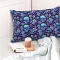 thumbnail image 4 of Kdxio Cotton Pillow Cases 14"x20" Pillowcases,Soft and Breathable Bedroom Pillow Cases-Blue Flower Skull-No Pillow Core, 4 of 5
