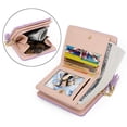 thumbnail image 3 of UTO Small Wallets for Women Girls PU Leather Card Holder Billfold Coin Purse with Cute Cat Tassel Pendant(Light Purple), 3 of 6