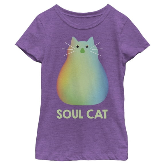 Girl's Soul Rainbow Cat Graphic Tee Purple Berry Small