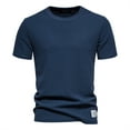 thumbnail image 1 of Qertyioot Mode Homme Décontractée chandail-Over Uni Col Rond T-shirt Manches Courtes Hauts Chemise Économies d'Été, 1 of 3