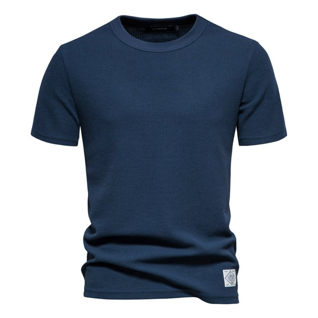 Qertyioot Mode Homme Décontractée chandail-Over Uni Col Rond T-shirt Manches Courtes Hauts Chemise Économies d'Été
