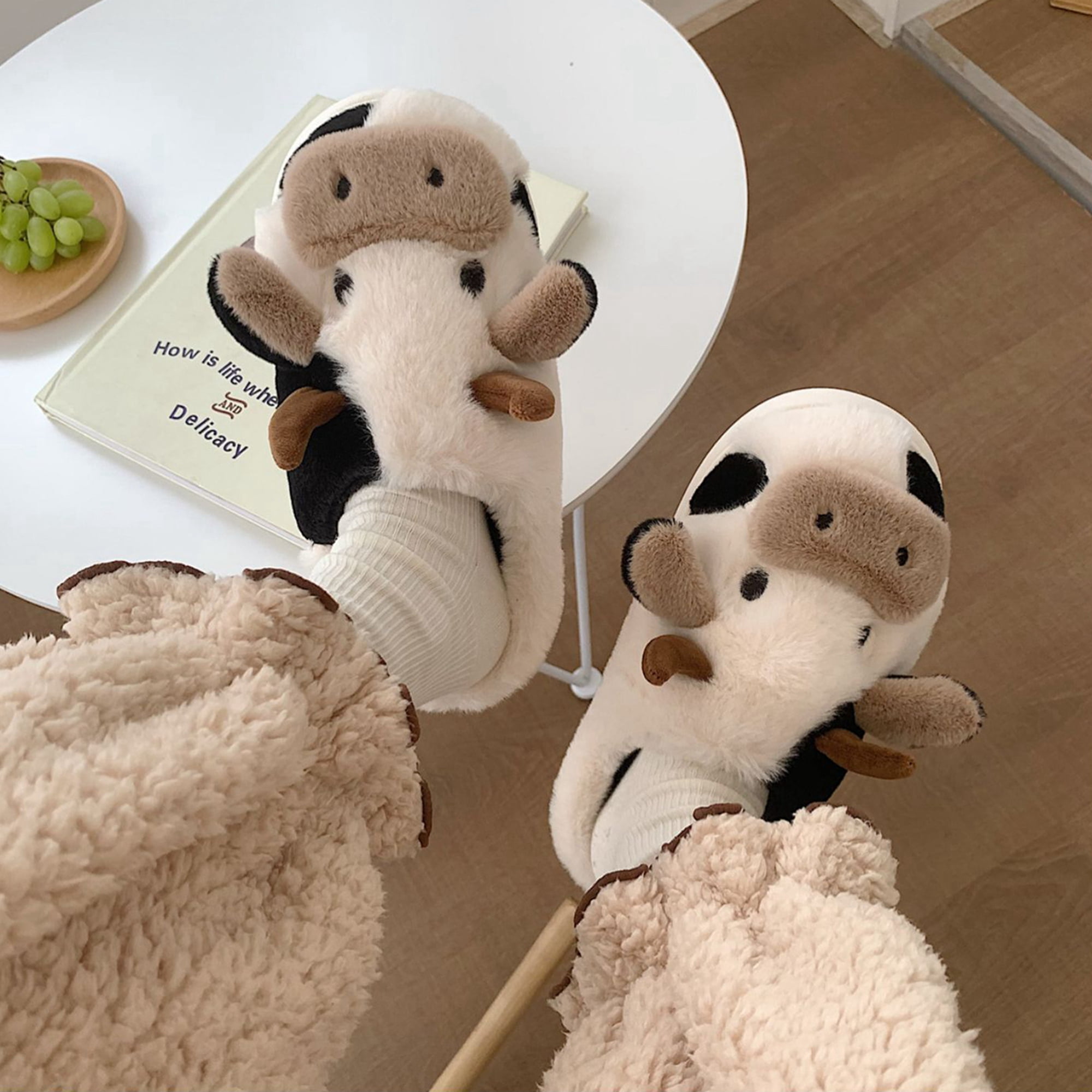 Indføre økologisk At give tilladelse Licupiee Women Fuzzy Cute Cow Animal Slippers Cotton Warm House Non-Slip  Slides Soft Plush kawaii Home Slippers Shoes - Walmart.com