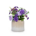 thumbnail image 3 of Noble House Lauren Gradient Ceramic Planter Set, Glossy Indoor Outdoor Pots with Drainage, Set of 2, White + Brown, 3 of 9