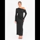 thumbnail image 4 of Vestido de Mujer Otoño Invierno Francés Larga Ajustado Maxi Vestido Formal para Mujer Negro L, 4 of 9