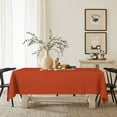 thumbnail image 4 of Sm:)e Set of 2 Stain and Wrinkle Resistant Fitable Orange Table Cloth Square 60x60 Inch, Reusable and Washable Polyester Fabric Table Covers for Party, Wedding and Banquet Decoration 4ft Table, 4 of 8