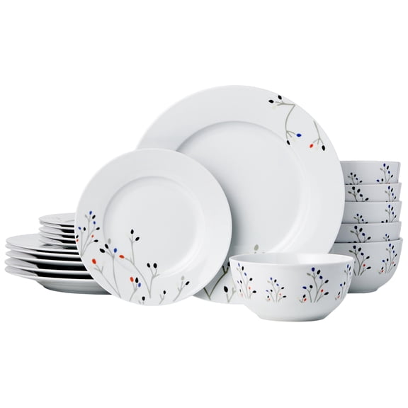18-Piece Complete Kitchen Dinnerware Set, Microwave and Dishwasher Safe, Plates, Dishes, Bowls for Everyday Use, Service for 6