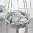 thumbnail image 5 of Cat Hammock Hanging Bed Pet Swing Boho Style Handwoven Basket with Mounting Kit for Indoor Wall Window Balcony Resting|Cotton,White,MIANHT, 5 of 6