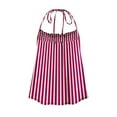 thumbnail image 5 of BiZtdJrK Womens Striped Halter Tank Tops Sleeveless Shirts Backless Camisole Summer Casual Vacation Tanks Wine XXL, 5 of 5