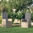 thumbnail image 1 of vidaXL Reclining Garden Chairs 2 pcs with Cushions Poly Rattan Grey, 1 of 4