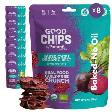 GOOD CHIPS Baked Organic Beet Chips, 8-Pack, 1oz Bags