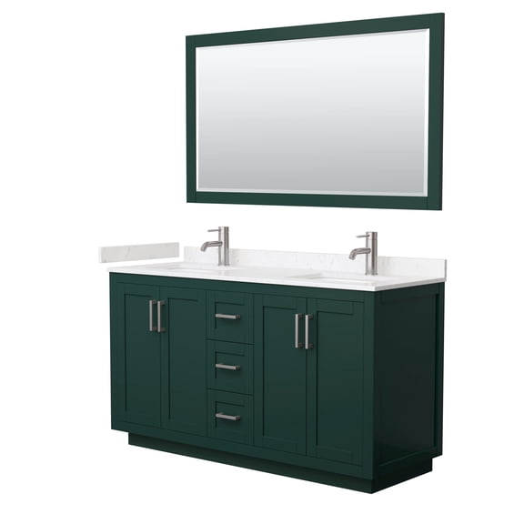 Wyndham Collection Miranda 60" Wood&Metal Double Bathroom Vanity in Green/Nickel