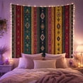 thumbnail image 2 of Vibrant Geometric Stripes on Aged Paper Texture, Energetic Boho for Global Inspired Decor Enthusiasts, Intricate Medallion Art, Housewarming Gift Tapestry Wall Hanging for Living Room and Bedroom, 2 of 7