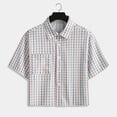 thumbnail image 2 of VSSSJ Plaid Shirts for Men Short Sleeve Button Down Shirt Casual Regular Fit Formal Business Summer Collared Shirts with Pocket White M, 2 of 5