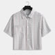 thumbnail image 1 of Ceisia Men's Grid Pattern Short Sleeve Cropped Shirt Small & Colorful Grids Straight Fit Turn-Down Collar Casual Spring Summer Shirt Gift, 1 of 5