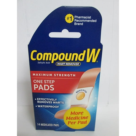 Compound W Warts Remover Medicated Maximum Strength Pads, 14 ct