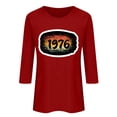 thumbnail image 2 of Uootdi Hauts pour Femmes Manches 3/4 Col Rond Imprimé Arc-en-Ciel Rétro 1976 Coupe Décontractée T-Shirts Nostalgiques d'Été Cadeau, 2 of 4