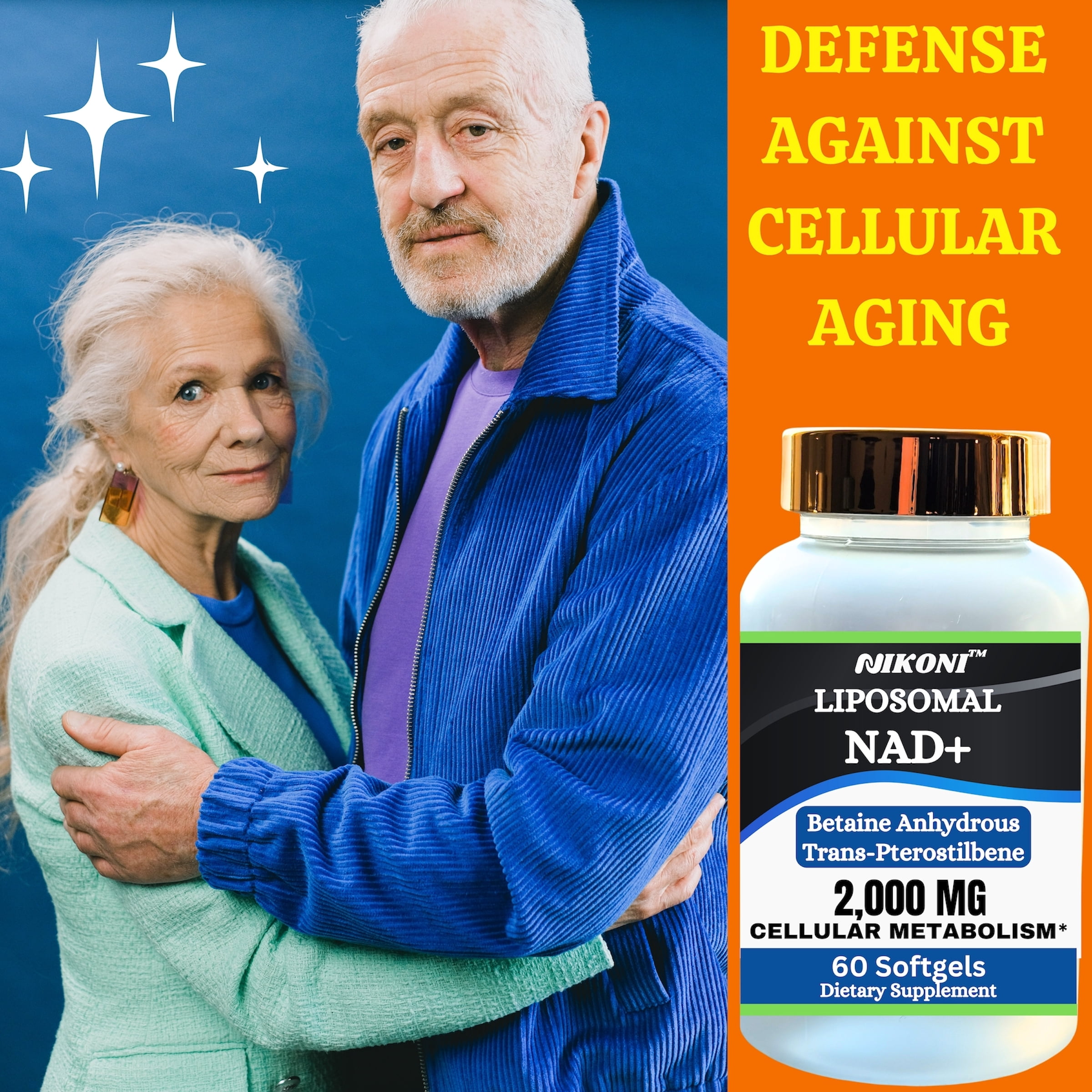 Nikoni Liposomal NAD+ 2000 mg Supplement with Betaine, Boosts Energy & Metabolism, 120 Softgels