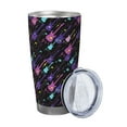 thumbnail image 2 of Daiia Colorful Guitar Printed 20oz Insulated Coffee Cup with Straw Topper, Fully Spill Proof Travel Coffee Mug, Stainless Steel Tumbler for Work Home Outdoor Car-Without Straw, 2 of 8