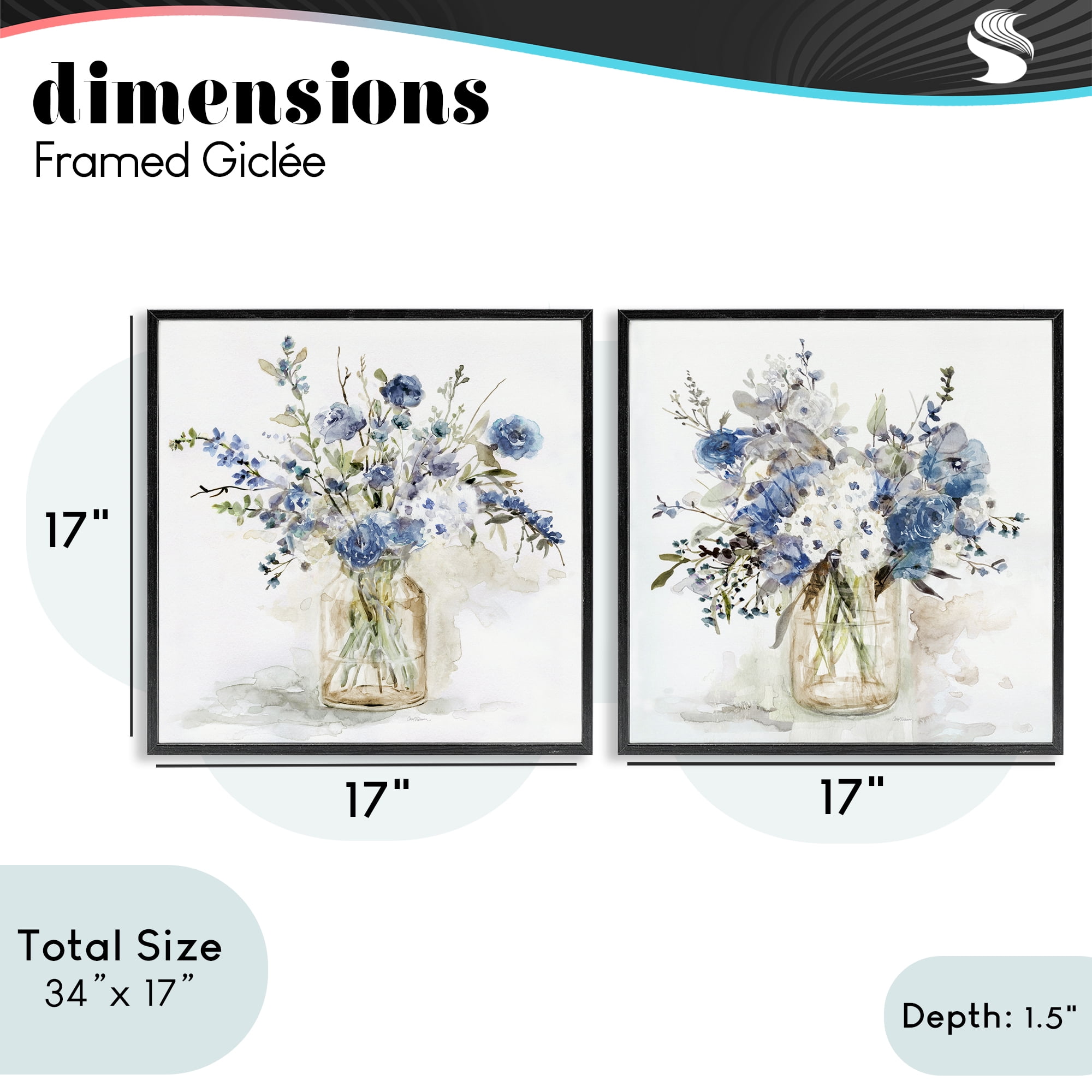 Stupell Industries Spring Watercolor Vases 2 Piece Black Framed Giclee Art Set, design by Carol Robinson