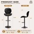 thumbnail image 7 of Exnote Bar Stools Set of 2, Modern Swivel Adjustable Bar Chairs, Faux Leather Upholstered Counter Height Bar Stools with Backrest, Comfort Barstools for Kitchen Island, Home Bar, Black, 7 of 7