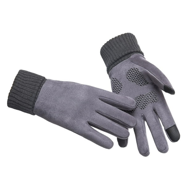 Guantes de invierno cálidos, ligeros, cómodos y resistentes al viento para hombre. Gris