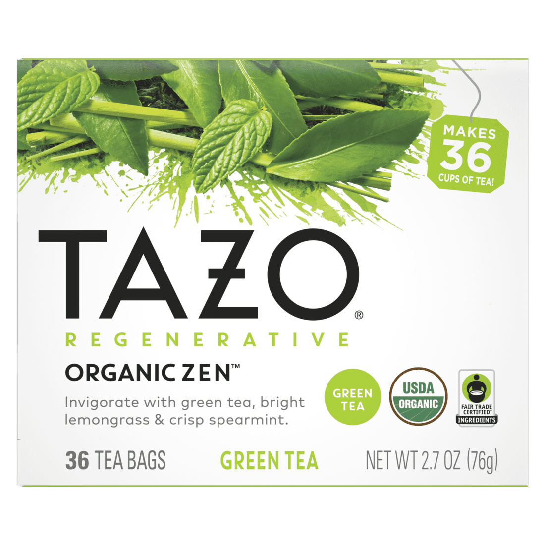 TAZO Tea Bag Regenerative Organic Zen 36 Count Box