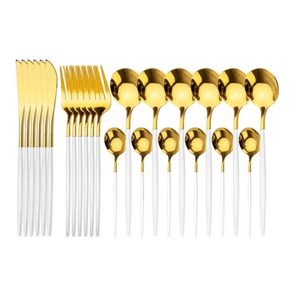Set 24 Piezas Cubiertos Color Blanco Malubero Malu1580