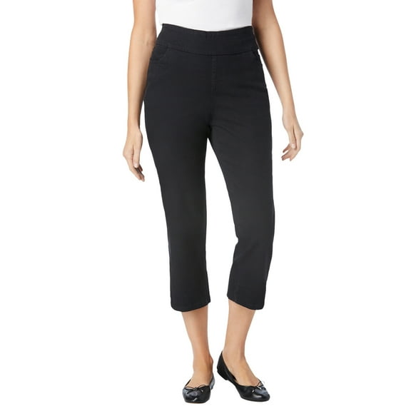Woman Within Plus Size Pull-On Flex Elastic-Waist Stretch Denim Capri Jeans
