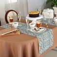 thumbnail image 6 of Table Runner 72 Inches Long for Kitchen Dining, Teal Pink Dresser Scarf Farmhouse, Dining Table Decorations for Wedding/Parties, Vintage Floral Watercolor Boho Ethnic 14 x 72 In, 6 of 9