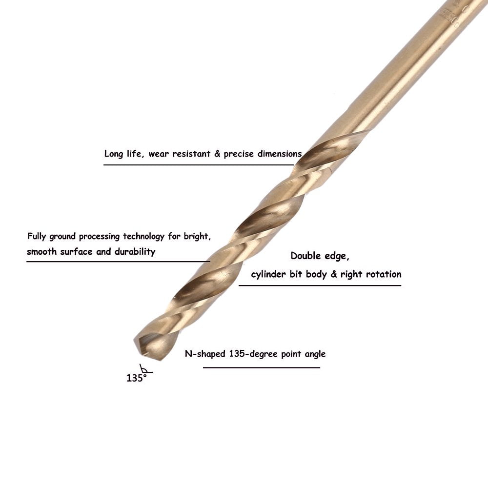Lot De 13 Forets Au Cobalt M35 Avec étui De Rangement – Forets Parfaits Pour Le Métal, L'acier Trempé Et Inoxydable, La Fonte, Et Plus Encore