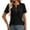Black, variant on MIXUE Boho Tops For Women Summer Solid Color Round Neck Button Short Sleeve Loose Fit Casual Pullover Shirts For Women T Shirts Holiday Wear,Black,M